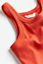 Women's Orange Halter Neck Ribbed Tank Top Jf30 - 3