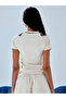 White Contrast Trim V Neck Raglan Sleeve T-Shirt - 2