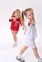 Girl's Cotton Cherry Patterned T-Shirt and Linen Woven Red Gingham Shorts Set - 3