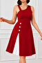 Women's One-Shoulder Strap Buttoned Crepe Dress - 2