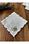 6 Pieces of Silver Stone Detailed Domed Embroidered Cocktail Presentation Napkins - 4