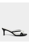 Black High Heel Sandals with Floral Detail