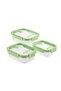 Green 3-Piece Rectangular Storage Container Set with Individual Glass Lids