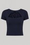 Women's Fit Cut Low-Cut Chest Lace-Up Front Crop T-Shirt - 4