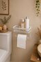 White Adhesive Laminate Shelf Toilet Paper Holder Organizer - 5