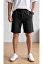 Men's Black Pique Fabric Double Pocket Shorts Bermuda - 5