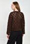 Women's Lace Detailed Openwork Sweater - Bitter Brown - 5