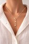 Women's Gold Color Starry Y Necklace with Zircon Stone Stylish Necklace Design Elegant - 2