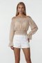 Women's beige madonna collar chiffon blouse alc-x15479 - 4