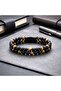 100% Natural Tiger's Eye and Onyx Stone Men's Bracelet - Velvet Gift Boxed - Premium Quality - 4