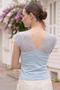 Women's V-Neck Blouse with Lace Detail on Shoulders - 6