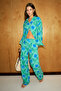 Obidos Women's Linen Blend Regular Blue Trousers with Print Detail - 2