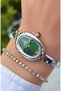 Bead Model-Steel Cord-Women's Wristwatch-Gold Silver Green Color-2 Years Warranty-Bracelet Gift Hmk4Bc1 - 2