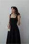 Design Brand Equivalent Back Bow Tie Detail Premium Series Square Collar Long Flared Skirt Stylish mm Füsun Dress - 6