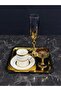 Gold Liva Coffee Presentation Set – Gold Coffee Cup, Turkish Coffee Cup, Coffee Saucer and Tray - Luxury Coffee Set - 5