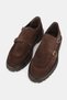 Men's Brown Suede Genuine Natural Leather Size 39-45 Eva Sole Double Buckle Loafer Shoes - 3