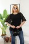 Plus Size Black Evening Dress Blouse with Tulle Sleeves and Gold Brooch - 8