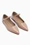 Minya Beige Pointed Toe Women's Ballerinas - 3