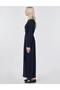 Waist Detailed Lyocell Viscose Dress Dark Navy Blue - 3