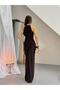 Women's Halter Neckline Drawstring Detailed Bodycon Maxi Dress - 3