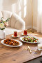 4441 Gardenya Set of 2 Porcelain Platinum Meshed Boat Plates - Oval Breakfast Serving Set 30cm