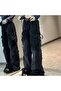 Black Star Patched Vintage Cargo Pocket Baggy Jeans - 2