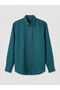 Petrol Regular Fit 100% Linen Men's Shirt