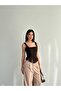 Women's Ribbon Strap Corset Design Burgundy Bustier - 3