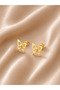 Stainless Steel Minimal Butterfly Gold Earrings - 2