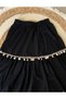 Vintage Style Women'S Midi Skirt with Beaded Detail - Loose Fit, Solid Color,Flowy Design for Spring/Summer/Fall, A-Line Silhouett - 2