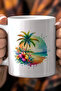 Beach Themed 330ml Printed White Ceramic Mug Cup - 2