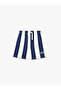 Cotton Embroidery Detailed Striped Shorts with Tie Waist - 5