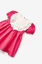 Fuchsia Short Sleeve Scallop Detailed Bowknot Baby Girl Dress - Rosa - 4