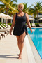 Women's Plus Size Swimsuit and Pareo Set Round Neck Sleeveless Plain Knitted Fabric Two-Piece Beach Set - 3