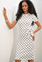 Women's Bow Detailed Polka Dot Dress 2617 - White