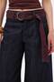Women's Indigo Selvedge 7S6-50 Barrel Fit Belt Detailed Design Denim Jeans
