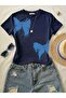 Women's Double Ribbon Printed - Lycra Short Sleeve Body Tee Crop