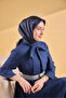 Twill Silk Scarf Chain Purple Navy Blue - 2