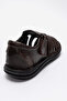Men's Closed Toe Sandals Real Leather Dc 1202 Brown - 3