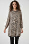 Women's Leopard Patterned Viscose Beige Shirt Tunic - 2