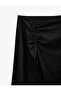 Viscose Fabric Bell-Cut Midi Skirt with Gathered Slit Detail - 3