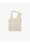 Bürümcük Fabric Slim Fit Sleeveless Asymmetrical Collar Metal Ring Detailed Blouse - 2