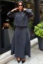 Smoked Tencel Shirt Skirt Set Mg2788 - 2