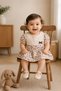 Baby Girl 100% Cotton Leopard Print Muslin Dress with Lace Collar and Pearl Detail - 6-24 Months - 3