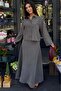 Khaki Tensel Shirt Skirt Set Mg2788