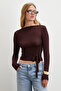 Tie-Detail Open Collar Blouse Burgundy - 3