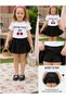 Girl's Shorts Skirt Set Cherry Mood Stone Embroidered Cherry Printed White T-Shirt Black Skirt - 2