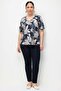 V-Neck Patterned Plus Size Blouse - 3