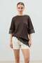 Brown Lace Detailed Women's T-Shirt