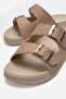 Women's Straw Double Buckle Slippers Beige - 3